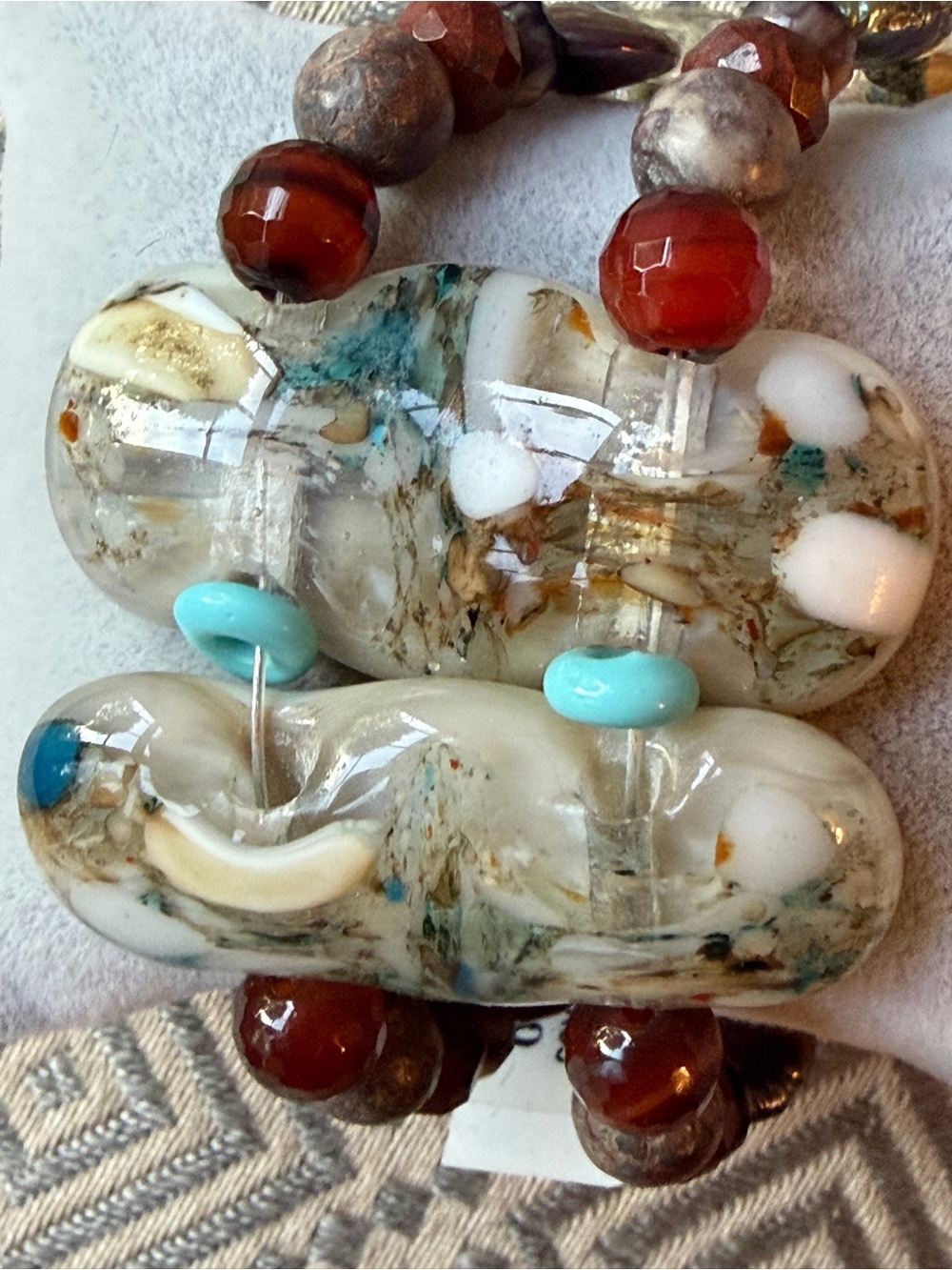 Handcrafted Double Glass Bracelet W/ Beaded double straps Glass Bead Bracelet
